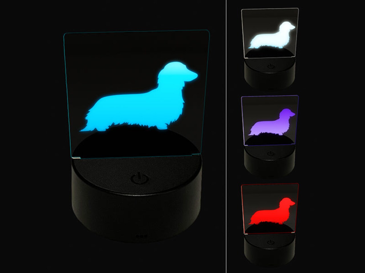 Long Haired Dachshund Dog Solid 3D Illusion LED Night Light Sign Nightstand Desk Lamp